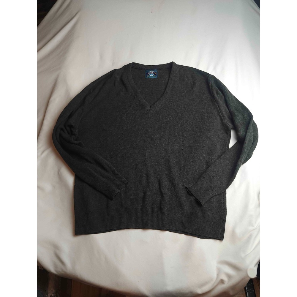 Vintage 90s Jantzen Sweater Mens Size XL Black Knit Made in USA Retro V-Neck